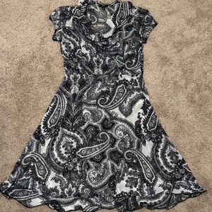 J.B.S. Black and White Paisley Mini Dress